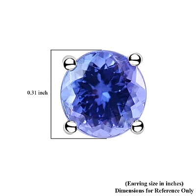Certified and Appraised 950 Platinum AAAA Tanzanite 1.10 ctw Stud Earrings , Tanzanite Earrings, Solitaire Studs,Platinum Earrings