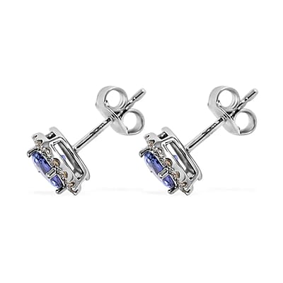 Ankur Treasure Chest Certified & Appraised Luxoro 14K White Gold AAAA Tanzanite and Diamond Halo Stud Earrings, AAAA Tanzanite Earrings, Diamond Halo Studs, 14K White Gold Earrings 1.40 ctw