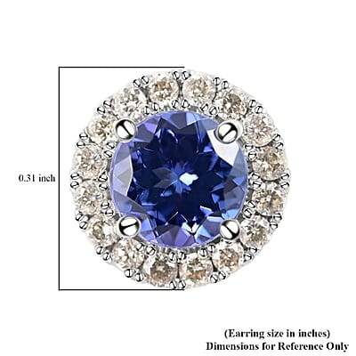 Ankur Treasure Chest Certified & Appraised Luxoro 14K White Gold AAAA Tanzanite and Diamond Halo Stud Earrings, AAAA Tanzanite Earrings, Diamond Halo Studs, 14K White Gold Earrings 1.40 ctw