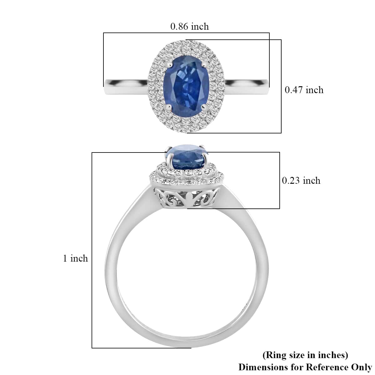 Certified & Appraised Iliana 18K White Gold AAA Madagascar Blue Sapphire and G-H SI Diamond Double Halo Ring (Size 7.0) 1.05 ctw image number 5