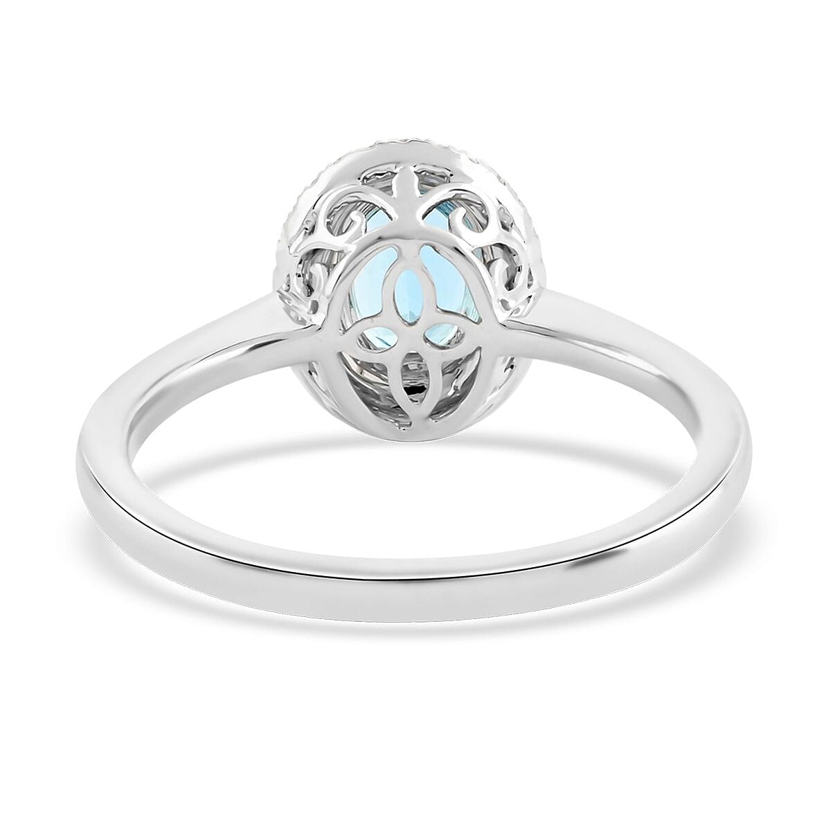 Certified & Appraised Iliana 18K White Gold AAA Santa Maria Aquamarine and G-H SI Diamond Double Halo Ring (Size 10.0) 1.00 ctw