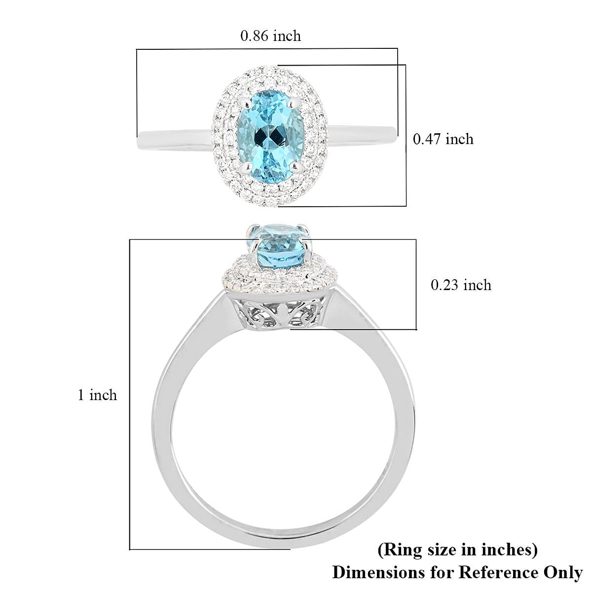 Certified & Appraised Iliana 18K White Gold AAA Santa Maria Aquamarine and G-H SI Diamond Double Halo Ring (Size 10.0) 1.00 ctw