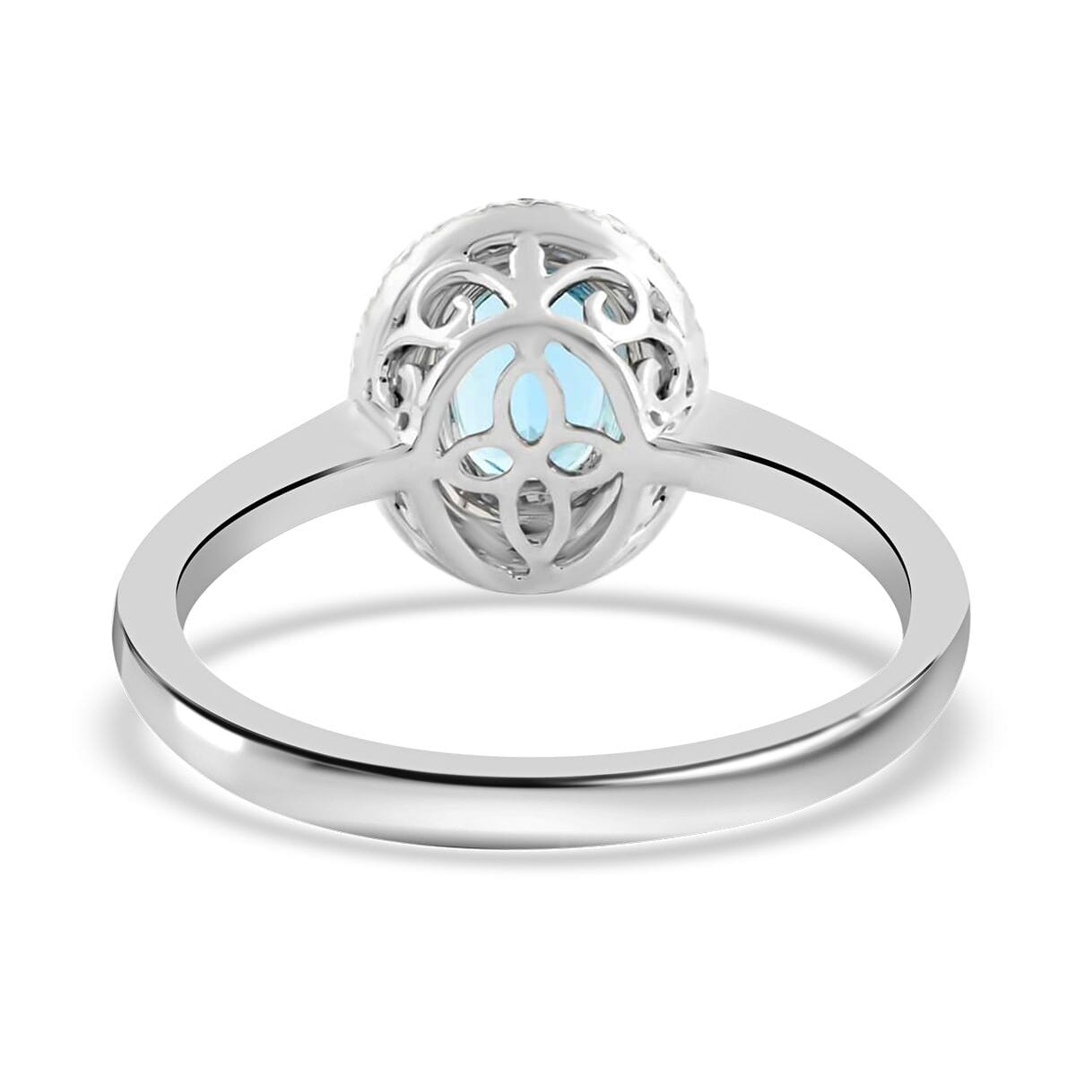 Certified Iliana 18K White Gold AAA Santa Maria Aquamarine and G-H SI Diamond Double Halo Ring (Size 8.0) 1.00 ctw image number 4