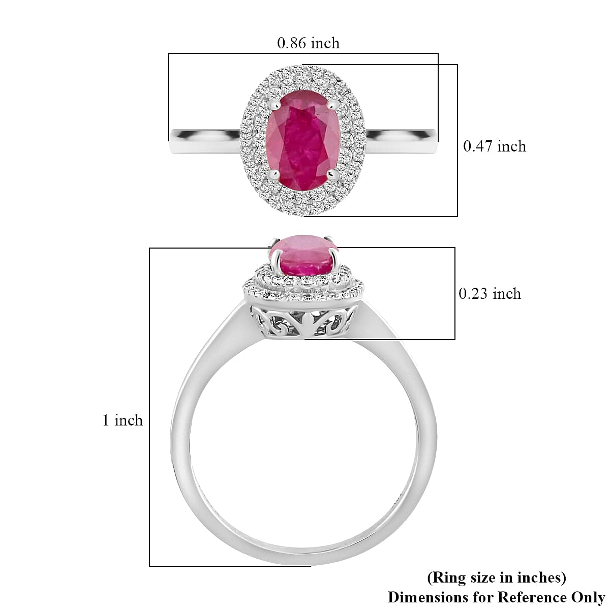 Iliana AAAA Royal Ruby and G-H SI Diamond 1.10 ctw Double Halo Ring in 18K White Gold (Size 7.0) image number 5