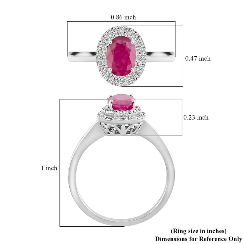 Certified & Appraised Iliana AAA Montepuez Ruby and G-H SI Diamond 1.10 ctw Double Halo Ring in 18K White Gold (Size 8.0)