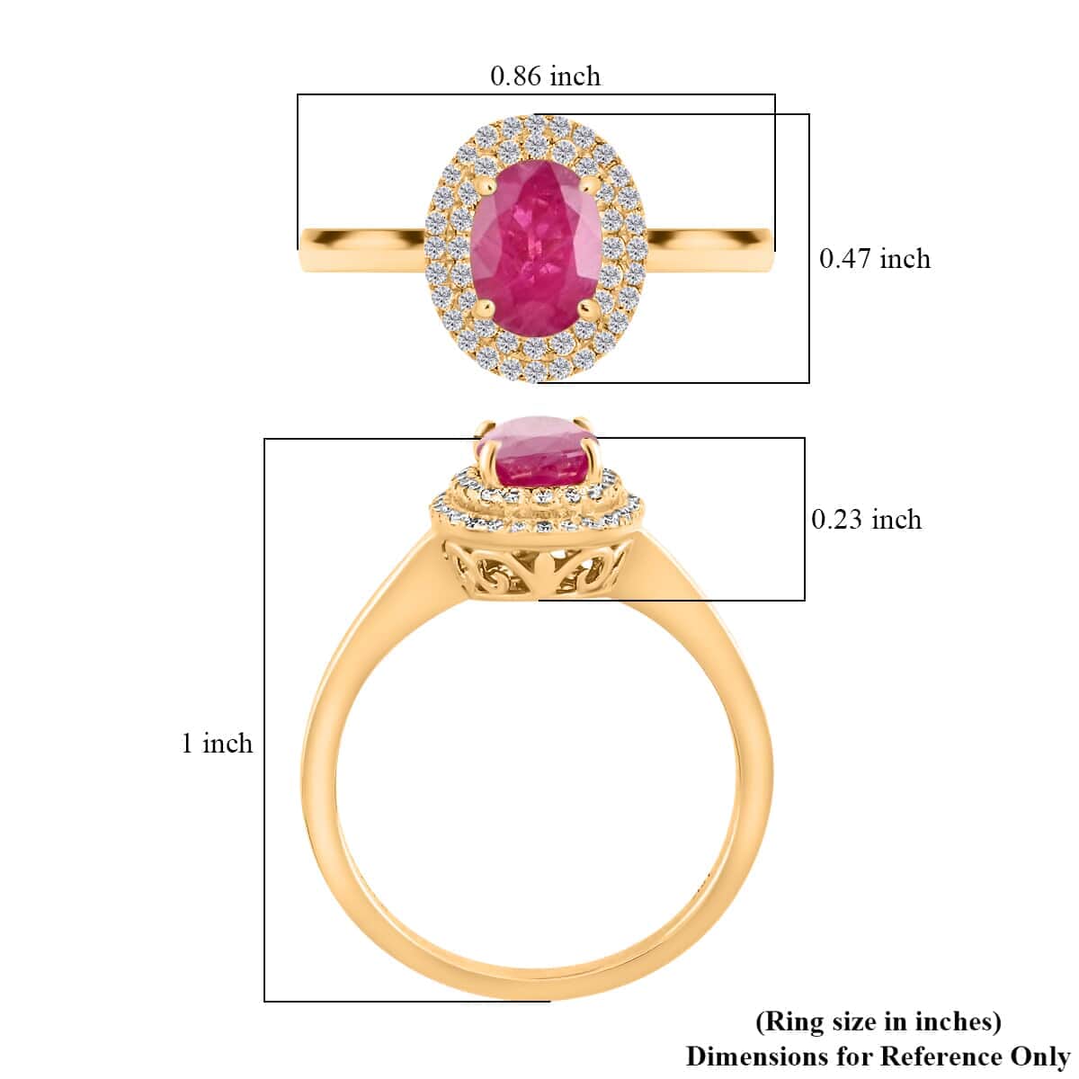 Certified Iliana 18K Yellow Gold AAA Mozambique Ruby and G-H SI Diamond Double Halo Ring (Size 6.0) 1.10 ctw image number 5