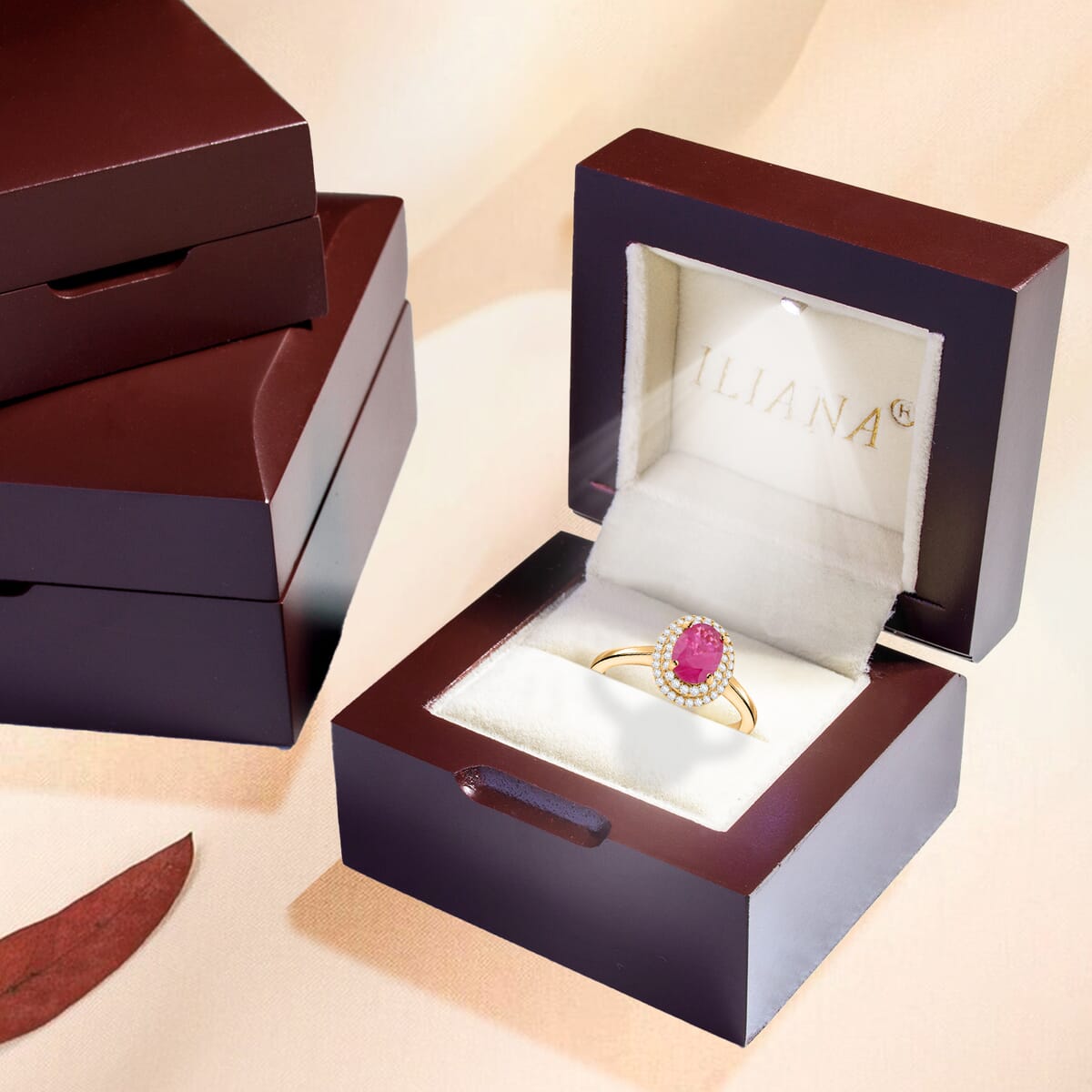 Certified Iliana 18K Yellow Gold AAA Mozambique Ruby and G-H SI Diamond Double Halo Ring (Size 7.0) 1.10 ctw image number 6