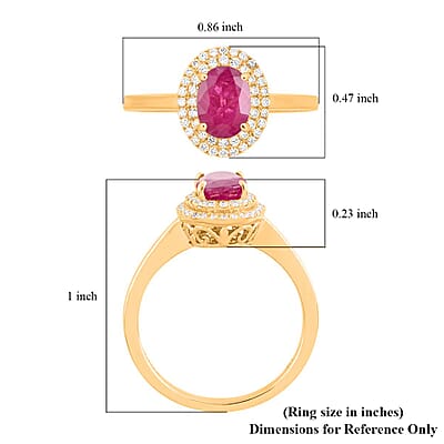 Certified and Appraised Iliana 18K Yellow Gold AAA Mozambique Ruby and G-H SI Diamond Double Halo Ring (Size 9.0) 1.10 ctw