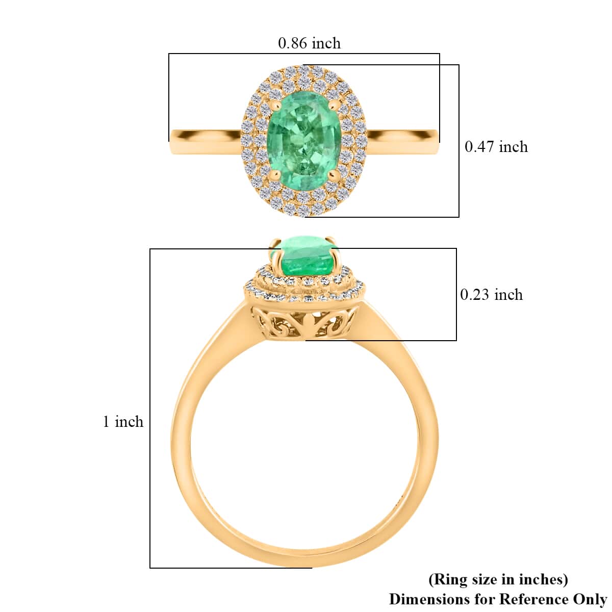 Certified Iliana 18K Yellow Gold AAA Ethiopian Emerald and G-H SI Diamond Double Halo Ring 1.00 ctw image number 5