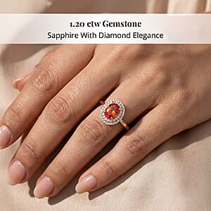 Certified & Appraised Iliana 18K Rose Gold AAA Songea Sapphire and G-H SI Diamond Double Halo Ring (Size 6.0) 3.50 Grams 1.20 ctw