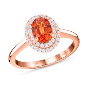 Certified & Appraised Iliana 18K Rose Gold AAA Songea Sapphire and G-H SI Diamond Double Halo Ring (Size 8.0) 3.50 Grams 1.20 ctw