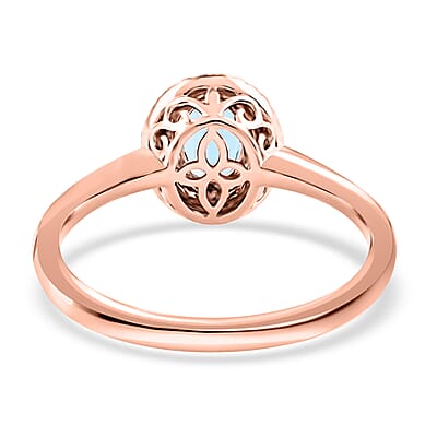 Certified & Appraised Iliana 18K Rose Gold AAA Santa Maria Aquamarine and G-H SI Diamond Double Halo Ring (Size 10.0) 1.00 ctw