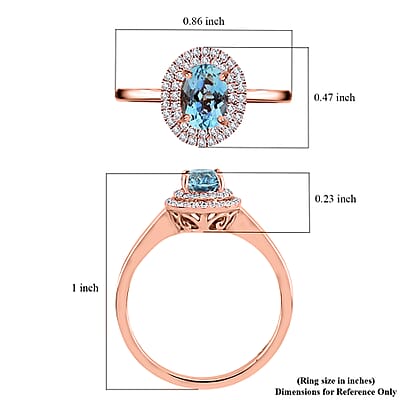 Certified & Appraised Iliana 18K Rose Gold AAA Santa Maria Aquamarine and G-H SI Diamond Double Halo Ring (Size 10.0) 1.00 ctw