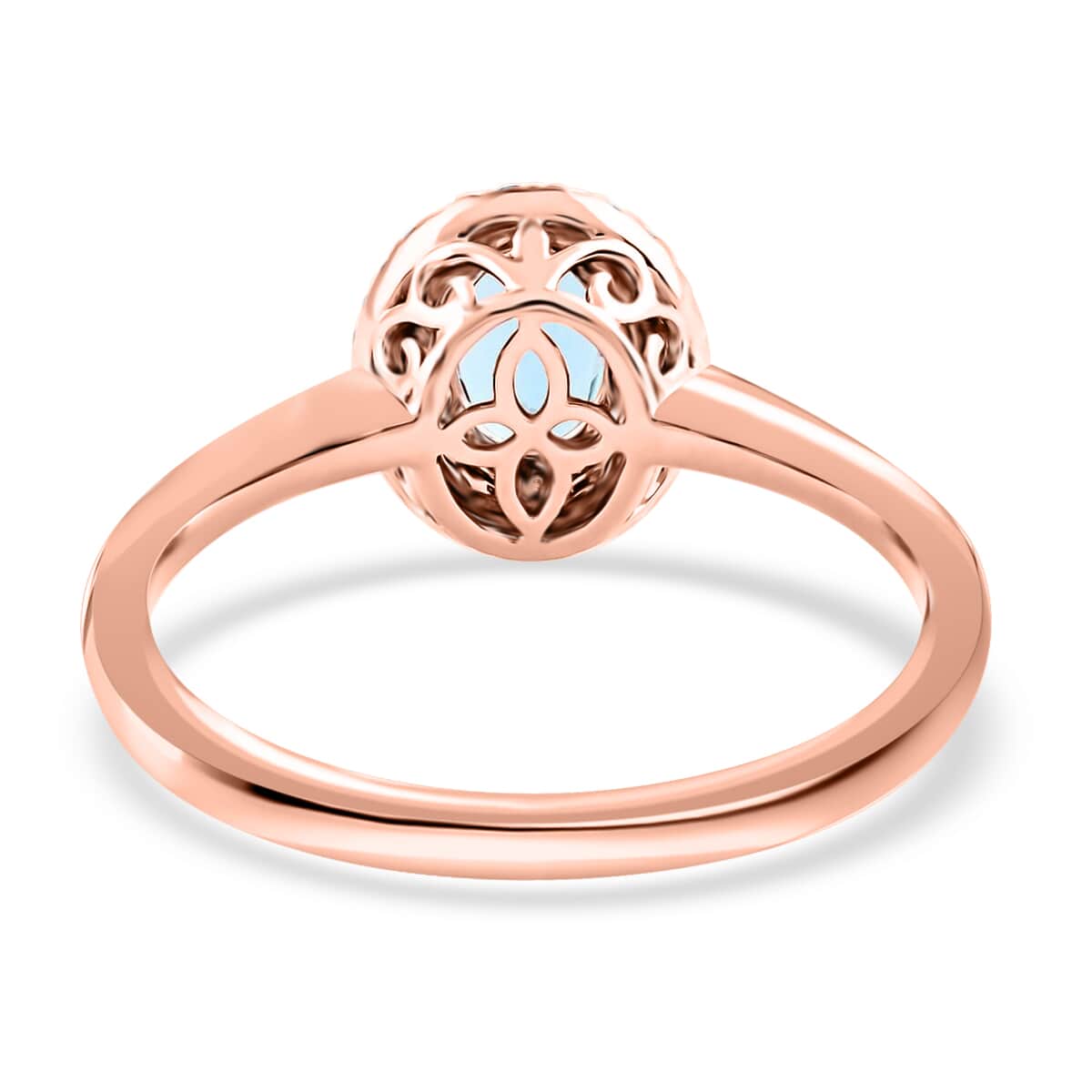 Certified Iliana 18K Rose Gold AAA Santa Maria Aquamarine and G-H SI Diamond Double Halo Ring (Size 9.0) 1.00 ctw image number 4