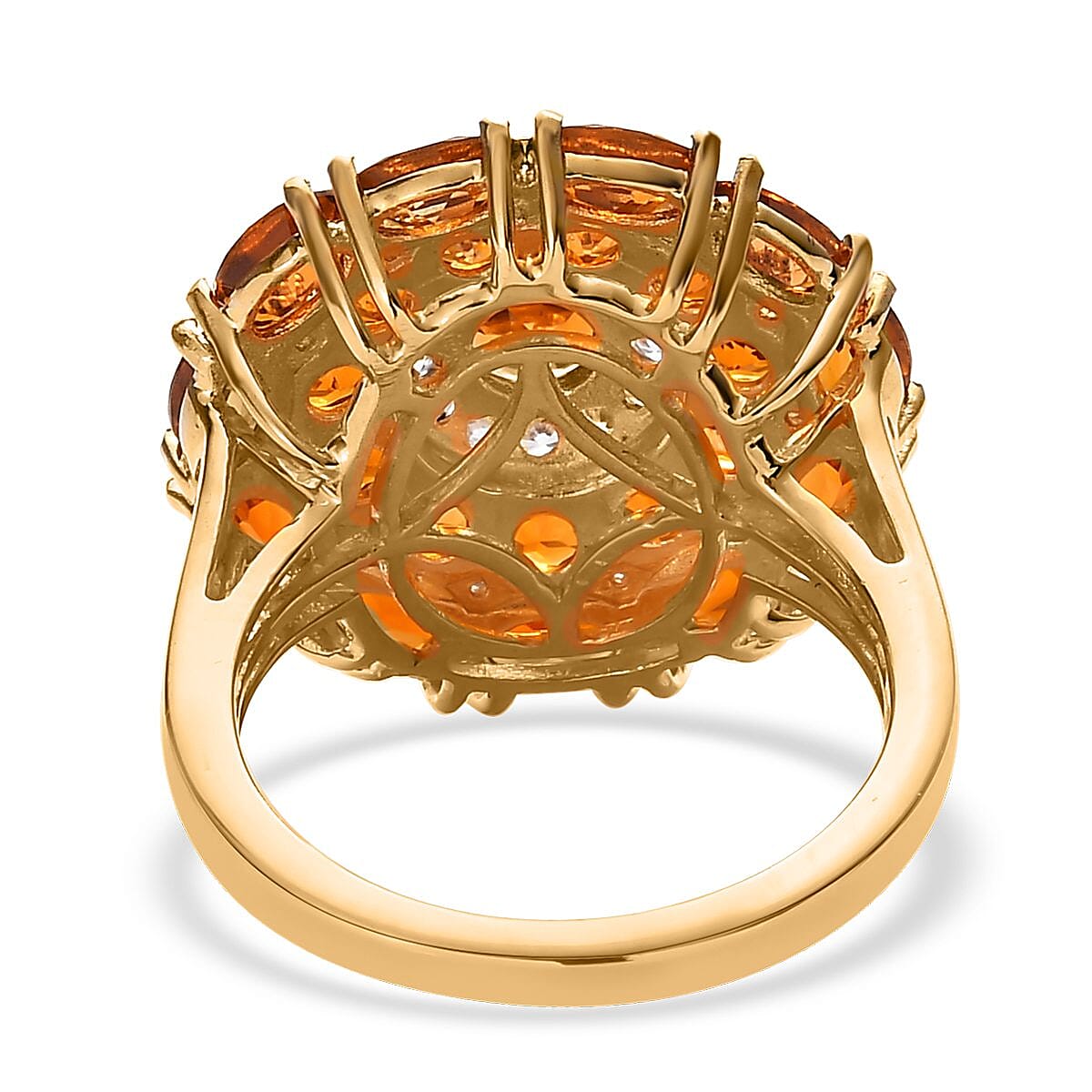 Natural Tanzanian Golden Tourmaline and Natural White Zircon Cocktail Ring in Vermeil Yellow Gold Over Sterling Silver 4.30 ctw image number 4