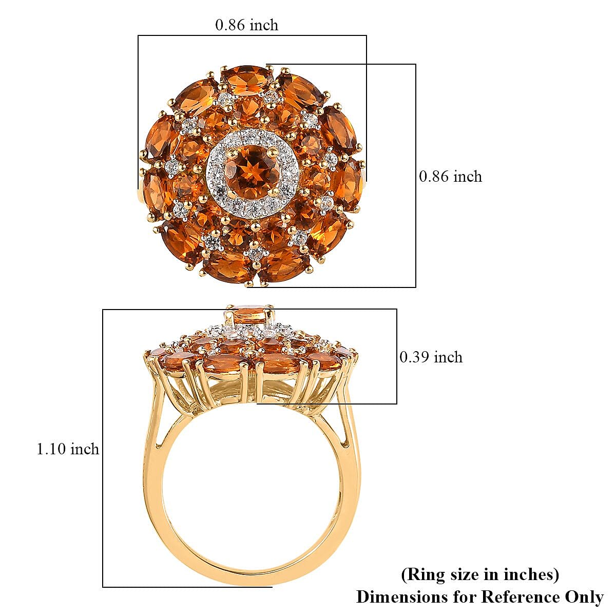 Tanzanian Golden Tourmaline and Natural White Zircon Cocktail Ring in Vermeil Yellow Gold Over Sterling Silver (Size 9.0) 4.30 ctw image number 5