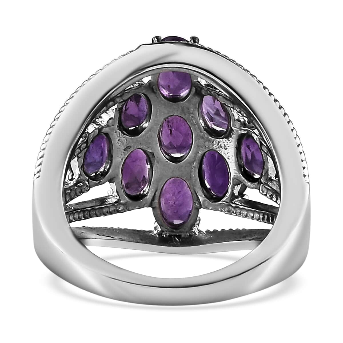 Amethyst Multi Shank Ring in Stainless Steel 3.50 ctw image number 4