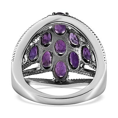 Amethyst Multi Shank Ring in Stainless Steel (Size 10.0) 3.50 ctw