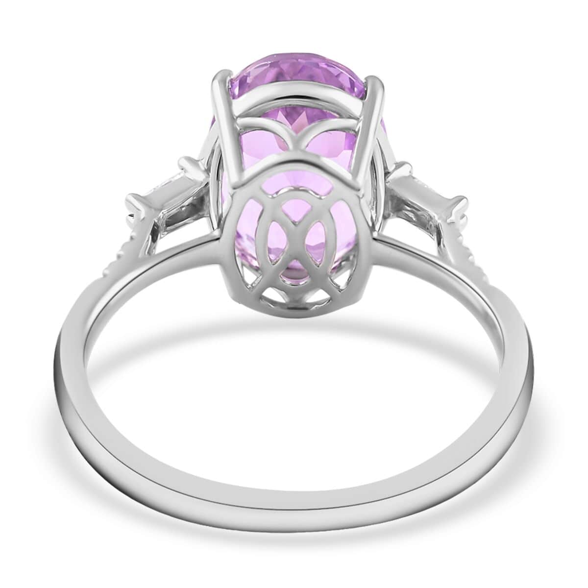 Doorbuster Certified & Appraised RHAPSODY 950 Platinum AAAA Patroke Kunzite and E-F VS Diamond Ring 4.20 Grams 5.70 ctw image number 4