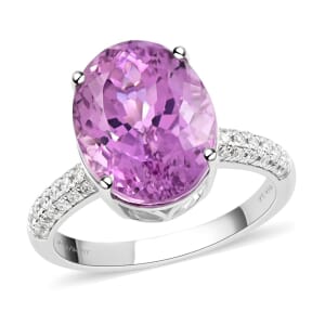 Certified & Appraised Rhapsody 950 Platinum AAAA Patroke Kunzite and E-F VS Diamond Ring (Size 8.0) 6.85 Grams 9.20 ctw