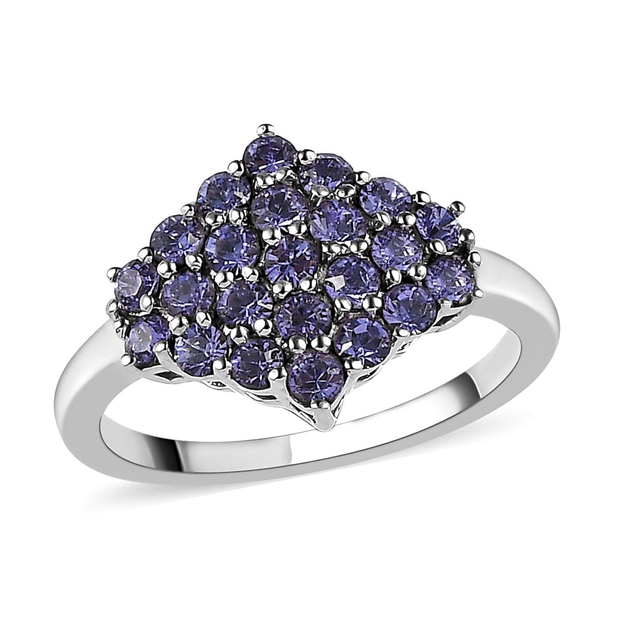 Karis Tanzanite Color Crystal Cluster Ring in Platinum Bond (Size 10.0)