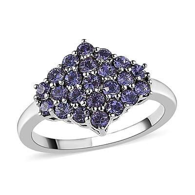 Karis Tanzanite Color Crystal Cluster Ring in Platinum Bond (Size 10.0)