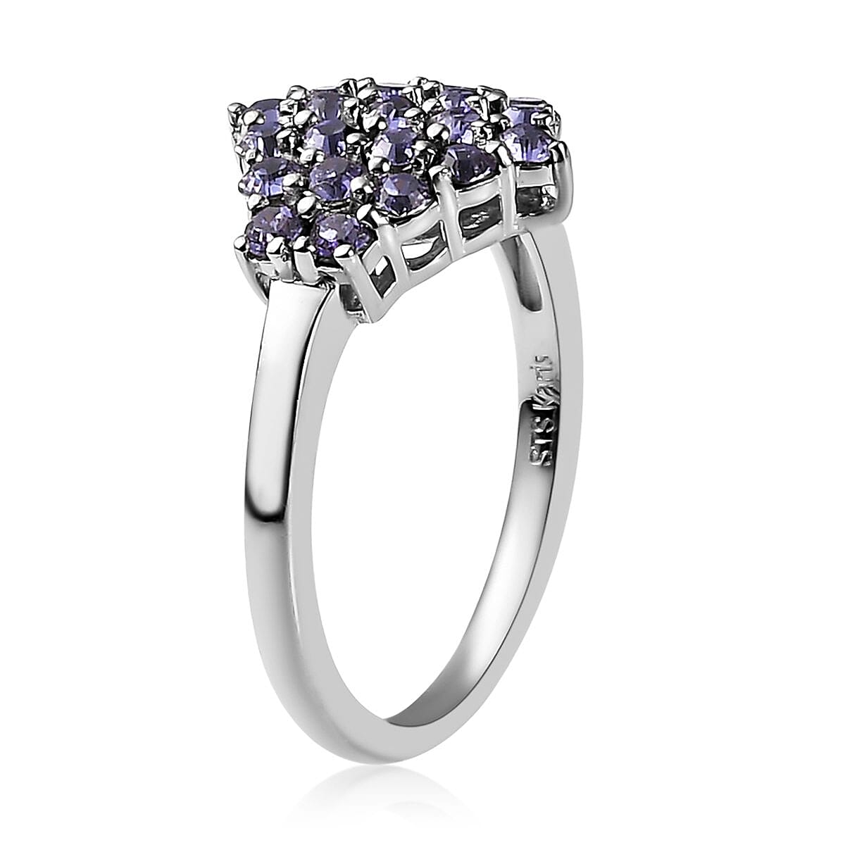 KARIS Tanzanite Color Crystal Cluster Ring in Platinum Bond (Size 10.0) 0.60 ctw image number 3