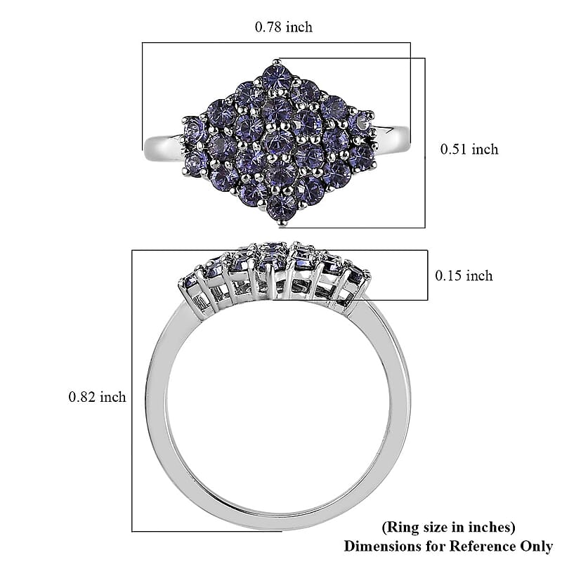 Karis Tanzanite Color Crystal Cluster Ring in Platinum Bond (Size 10.0)