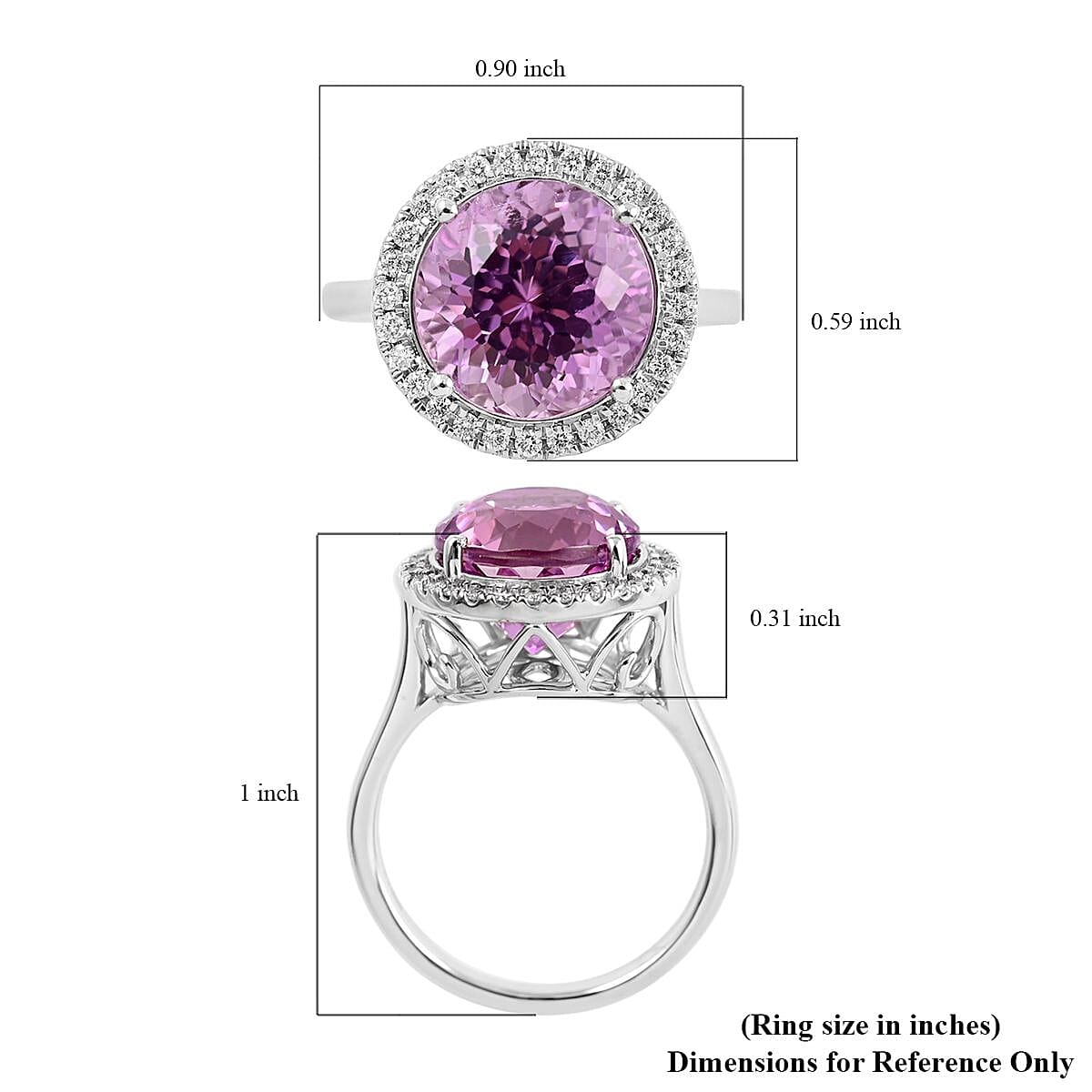 Doorbuster Certified & Appraised RHAPSODY 950 Platinum AAAA Patroke Kunzite and E-F VS Diamond Halo Ring 6.20 Grams 6.55 ctw image number 5