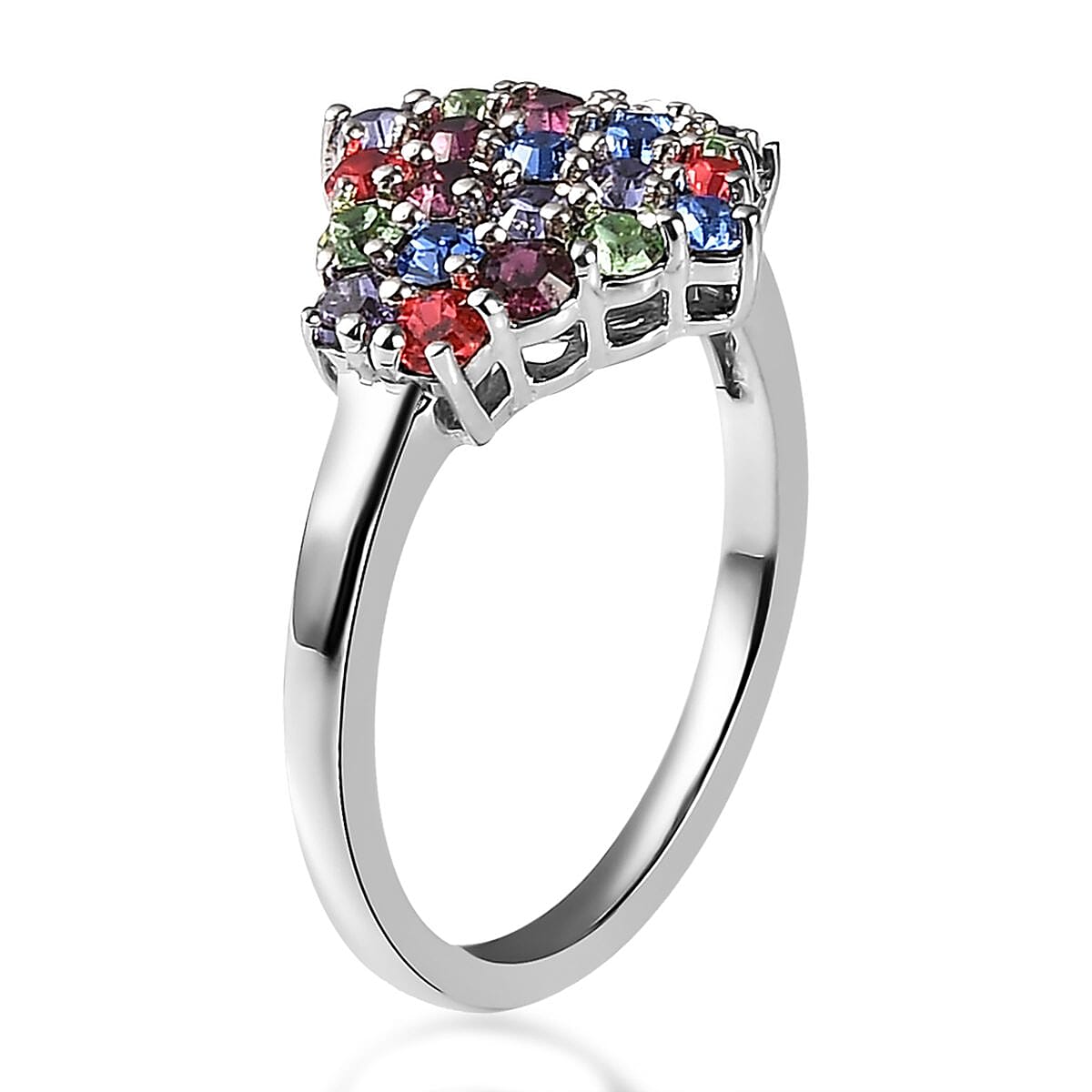 Karis Multi Color Crystal Ring in Platinum Bond (Size 6.0) image number 3