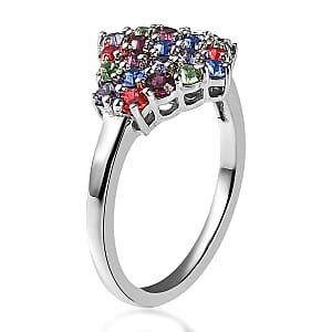 Karis Multi Color Crystal Ring in Platinum Bond (Size 6.0)
