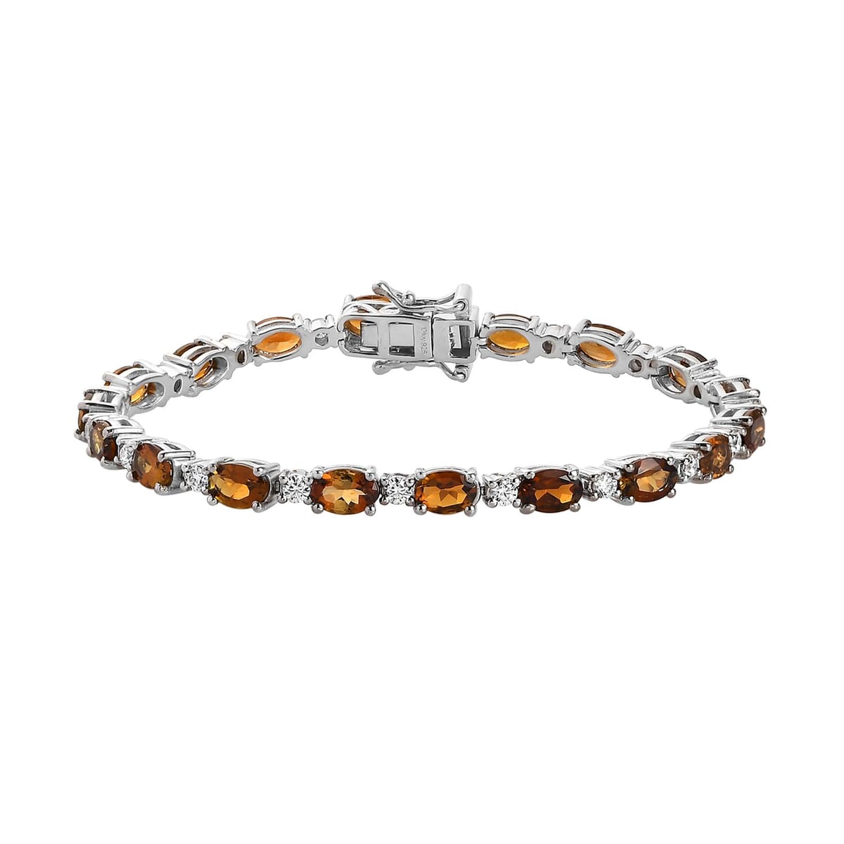 Natural Tanzanian Golden Tourmaline and Moissanite Bracelet in Platinum Over Sterling Silver (6.50 In) 9.75 Grams 8.75 ctw image number 0