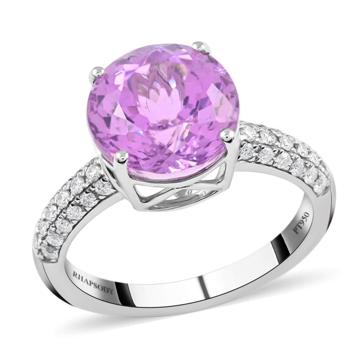 Buy 950 Platinum AAAA Patroke Kunzite White Diamond VS Solitaire Ring ...