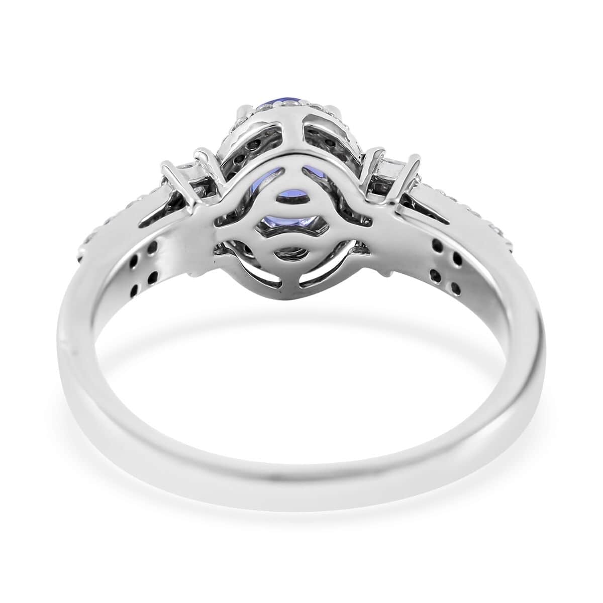 AAA Tanzanite and Moissanite Halo Ring in Sterling Silver (Size 10.0) 1.30 ctw image number 3