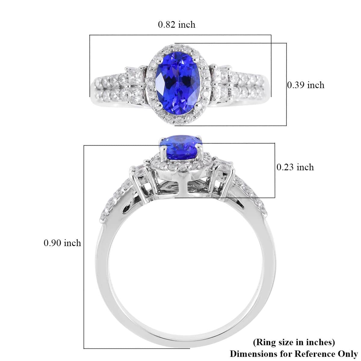 AAA Tanzanite and Moissanite Halo Ring in Sterling Silver (Size 10.0) 1.30 ctw image number 4