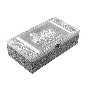 Handcrafted Horse Embossed Aluminium Oxidized Storage Box