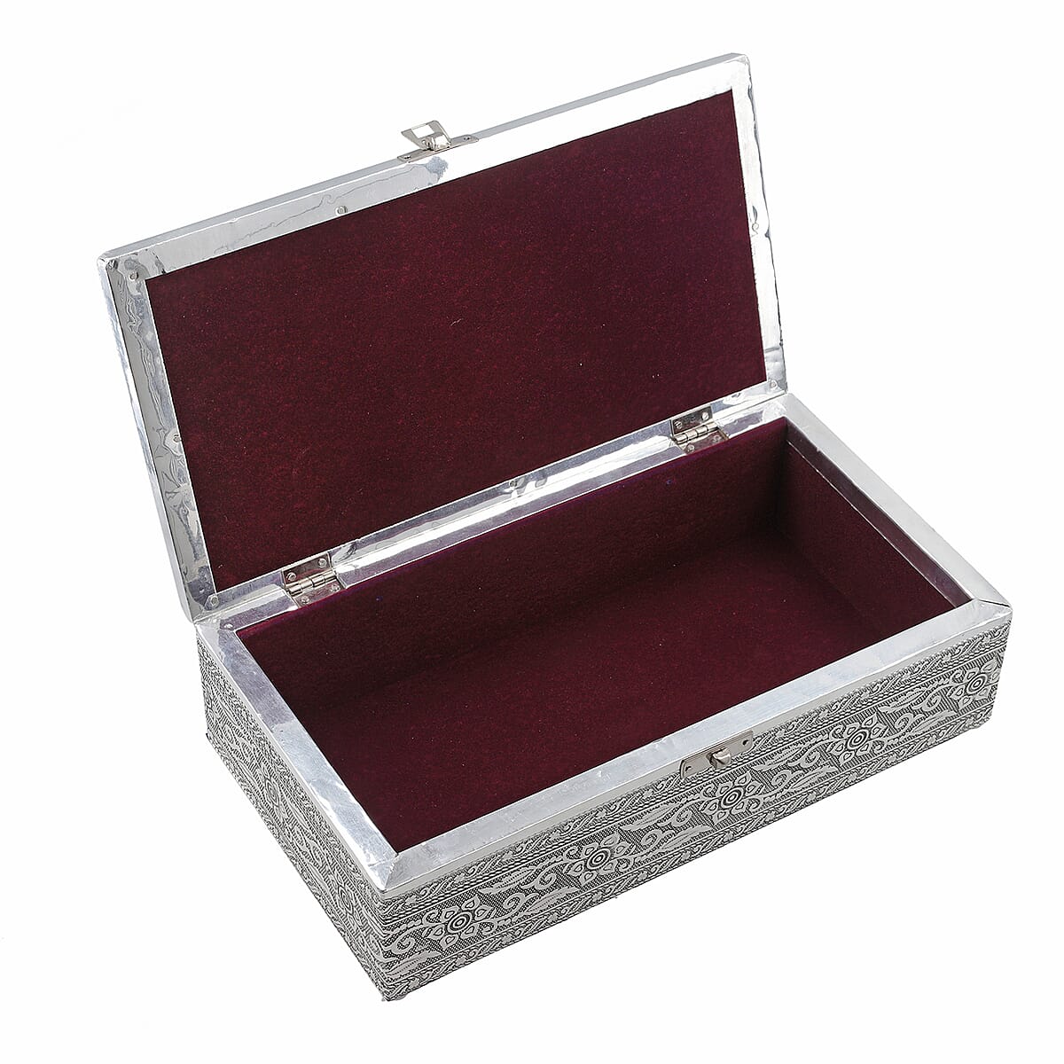 "Horse Embossed Aluminium Oxidized Storage Box Size: 11(L)x6(W)x3(H) inches" image number 3