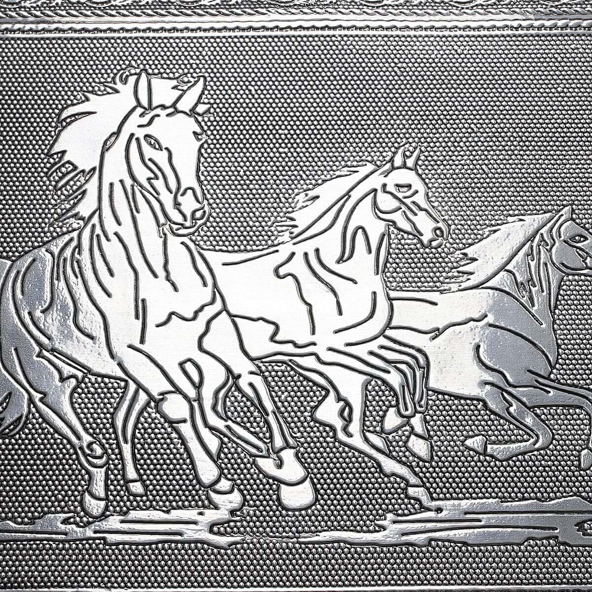 "Horse Embossed Aluminium Oxidized Storage Box Size: 11(L)x6(W)x3(H) inches" image number 5