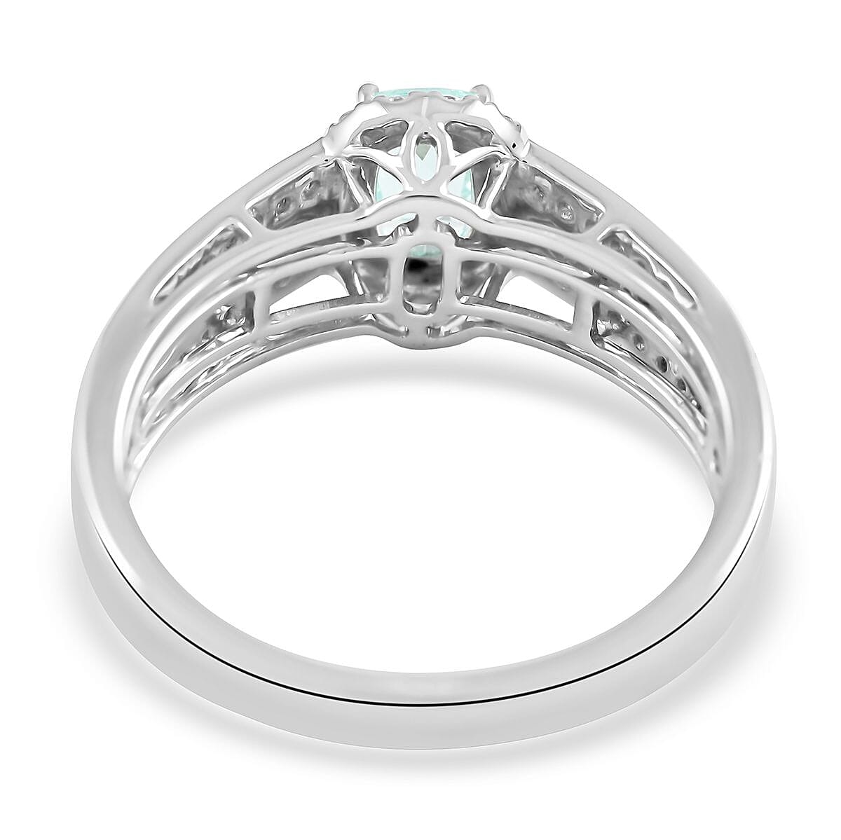 Certified & Appraised Rhapsody AAAA Paraiba Tourmaline and E-F VS Diamond 0.90 ctw Ring in 950 Platinum (Size 7.0) 6.42 Grams