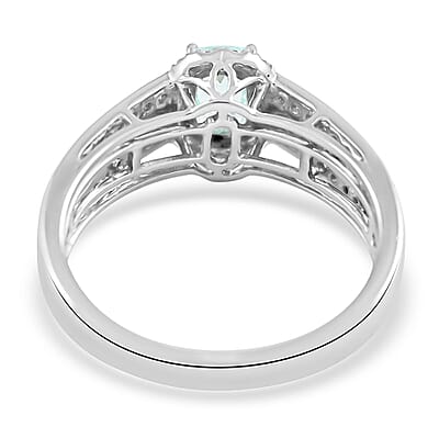Certified & Appraised Rhapsody AAAA Paraiba Tourmaline and E-F VS Diamond 0.90 ctw Ring in 950 Platinum (Size 7.0) 6.42 Grams