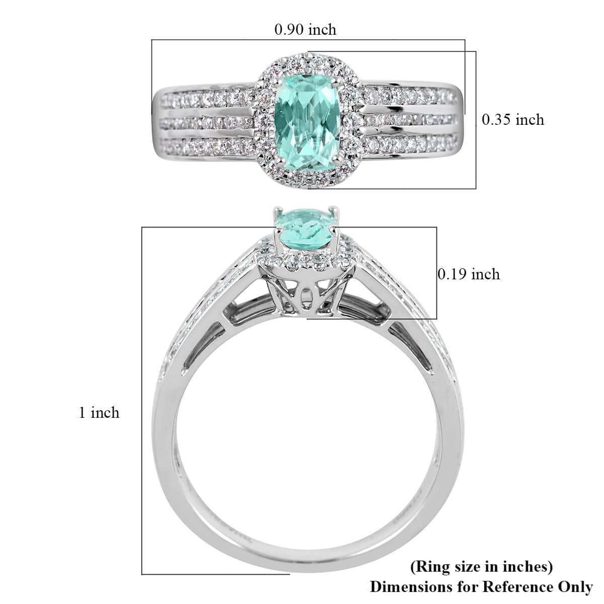 Certified & Appraised Rhapsody AAAA Paraiba Tourmaline and E-F VS Diamond 0.90 ctw Ring in 950 Platinum (Size 7.0) 6.42 Grams image number 5