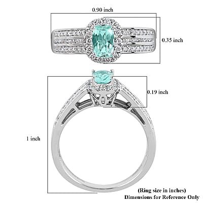 Certified & Appraised Rhapsody AAAA Paraiba Tourmaline and E-F VS Diamond 0.90 ctw Ring in 950 Platinum (Size 7.0) 6.42 Grams