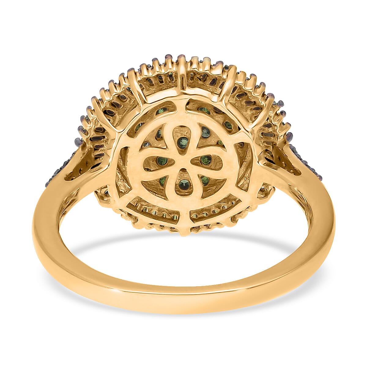Green Diamond Cocktail Ring in Vermeil Yellow Gold Over Sterling Silver 1.00 ctw image number 4