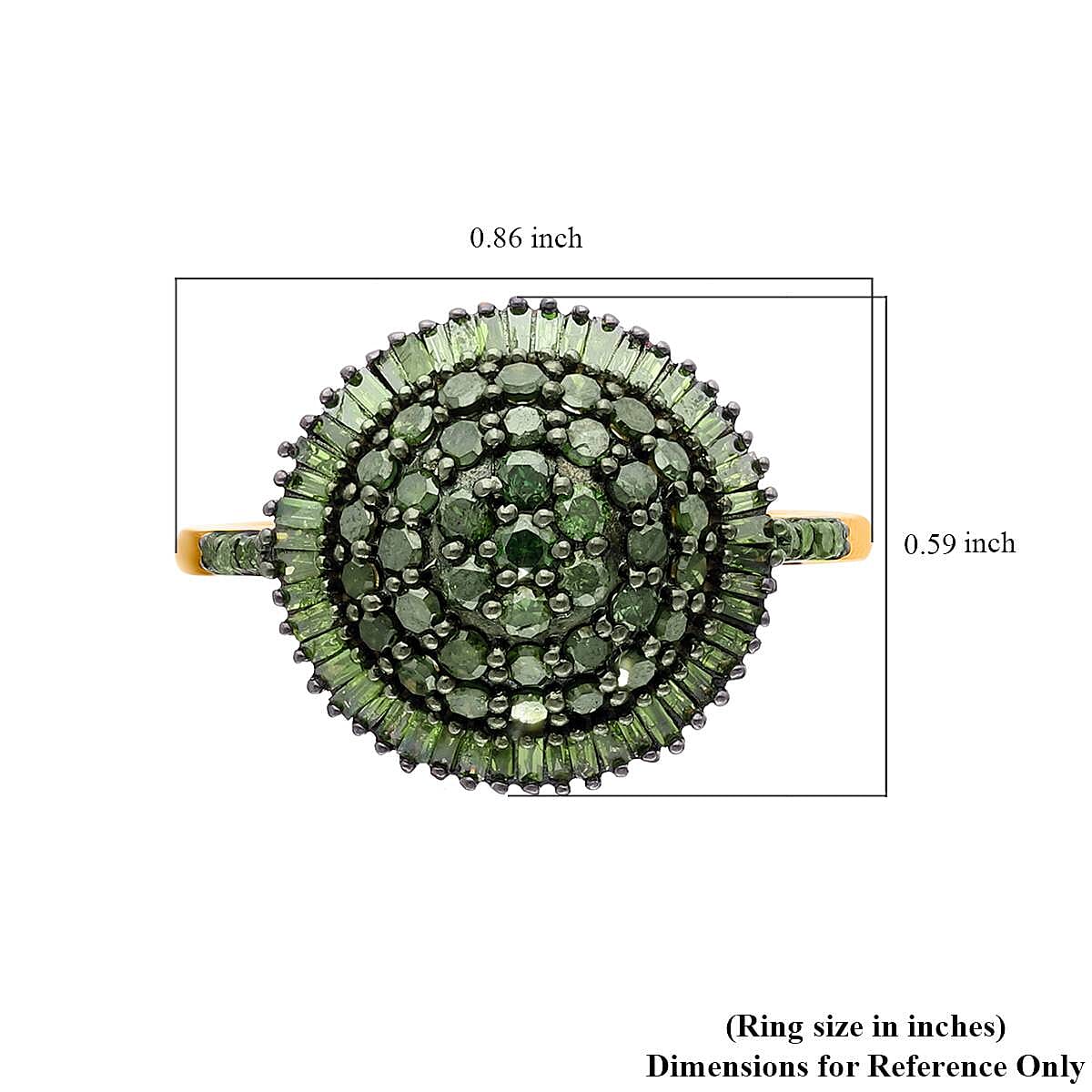 Green Diamond Cocktail Ring in Vermeil Yellow Gold Over Sterling Silver (Size 6.0) 1.00 ctw image number 5