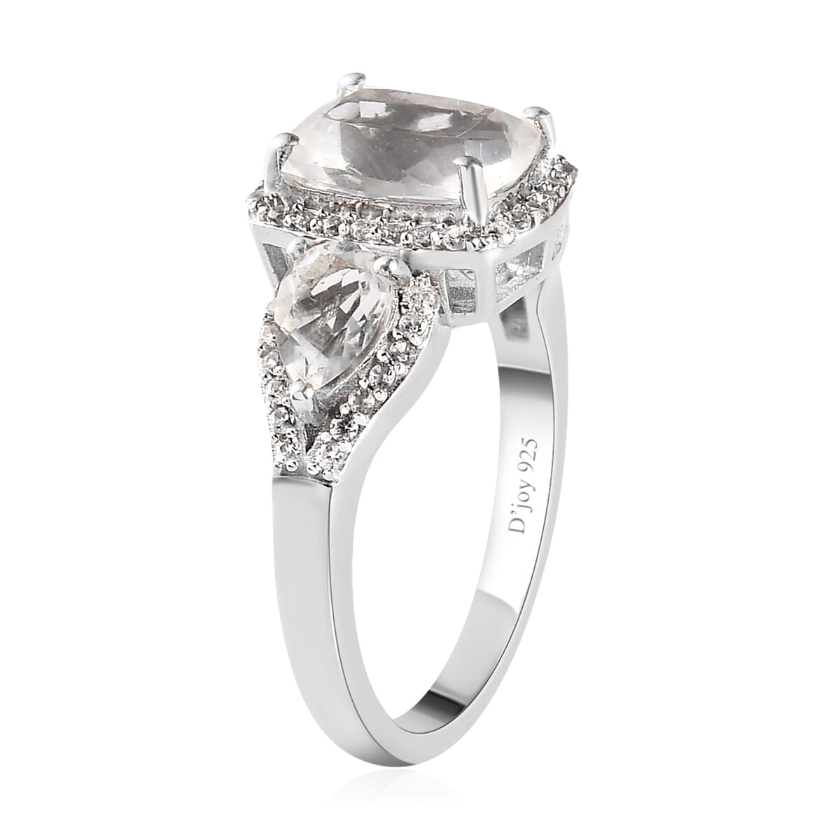 Mexican Hyalite Opal and Natural White Zircon Ring in Platinum Over Sterling Silver (Size 10.0) 2.60 ctw with Free UV Torch image number 3