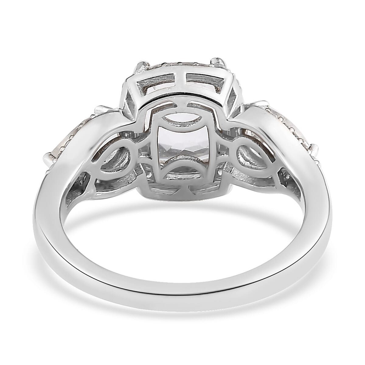 Mexican Hyalite Opal and Natural White Zircon Ring in Platinum Over Sterling Silver (Size 10.0) 2.60 ctw with Free UV Torch