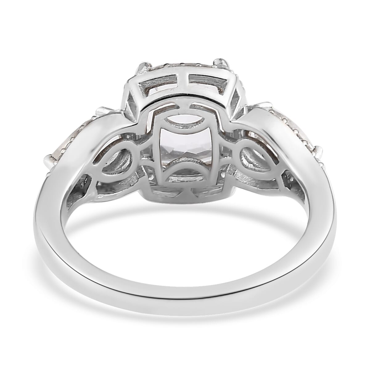 Mexican Hyalite Opal and Natural White Zircon Ring in Platinum Over Sterling Silver (Size 10.0) 2.60 ctw with Free UV Torch image number 4
