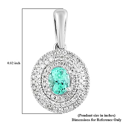 Certified and Appraised Rhapsody 950 Platinum AAAA Paraiba Tourmaline and E-F VS Diamond Double Halo Pendant 0.70 ctw