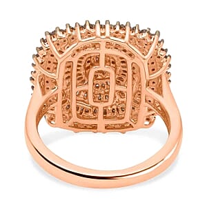 Natural Champagne Diamond 1.00 ctw Cluster Ring in Vermeil Rose Gold Over Sterling Silver (Size 9.0)