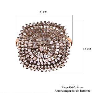 Natural Champagne Diamond 1.00 ctw Cluster Ring in Vermeil Rose Gold Over Sterling Silver (Size 9.0)